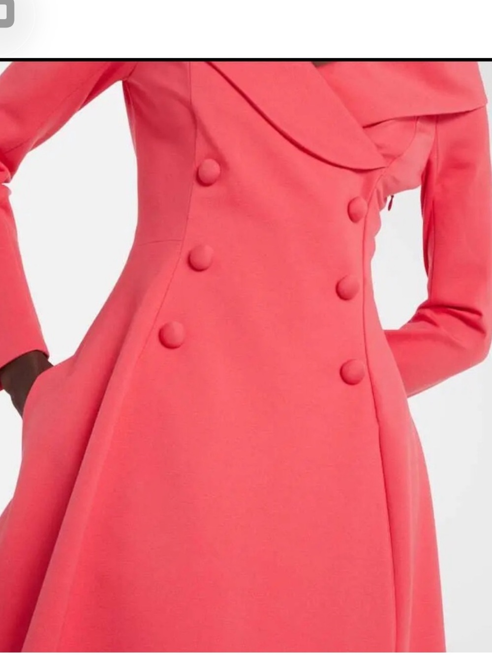 Dorothee Schumacher Off-Shoulder Coral Long-Sleeve Double-Breasted Midi Dress - Picture 3 of 16